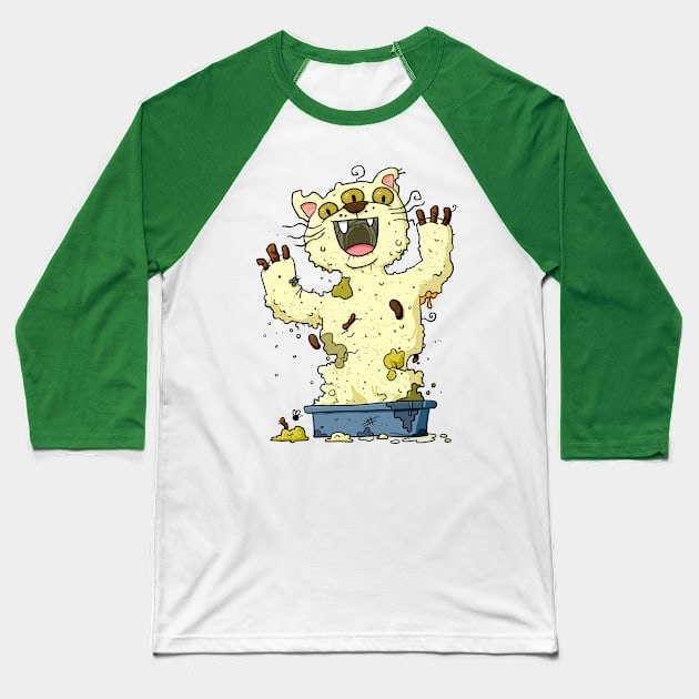 Stinky Litter Tray Monster Baseball T-Shirt by striffle